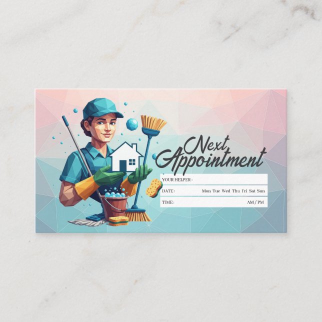 Appointment Reminder House Cleaning Housekeeping Visitkort (Framsida)