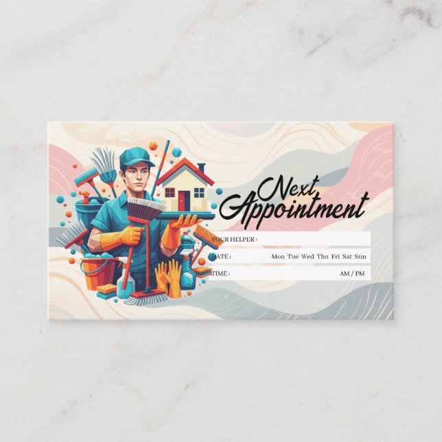Appointment Reminder House Cleaning Housekeeping Visitkort (Framsida)