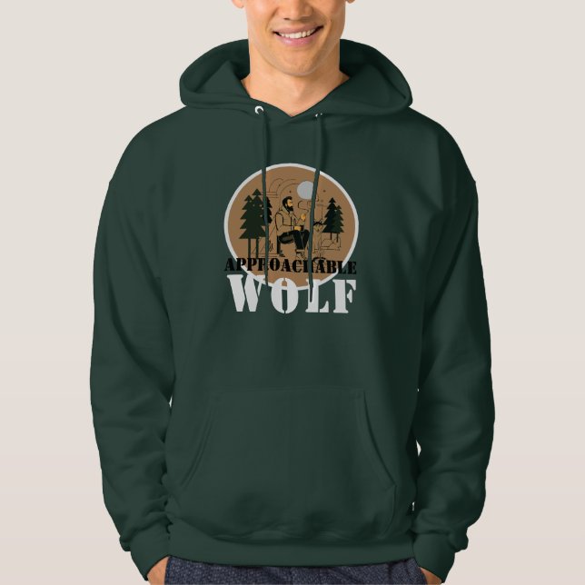 Approachable Wolf ( Green ) Hoodie (Framsida)