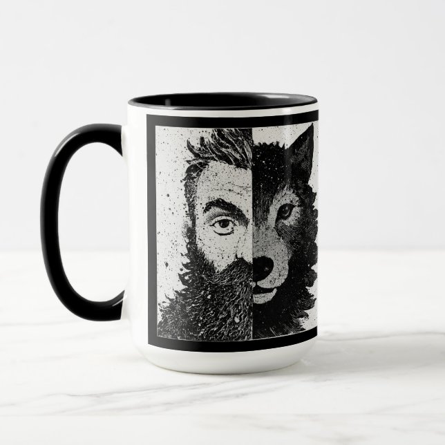 Approachable Wolf : Half Wolf Mug Mugg (Vänster)
