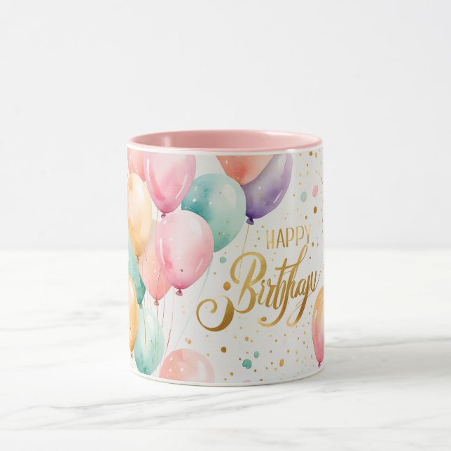 Appy Birthday Pastel Balloon Bliss Mugg (Center)
