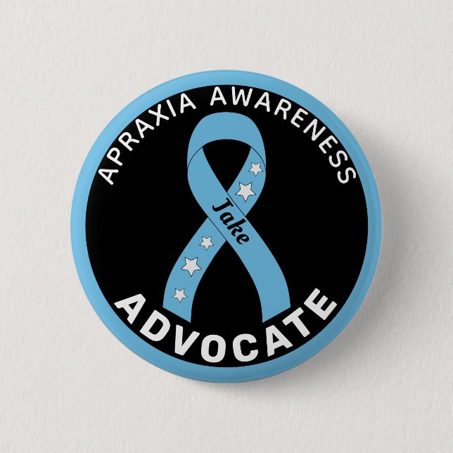 Apraxia Awareness Advocate Ribbon Black Button Knapp (Framsida)
