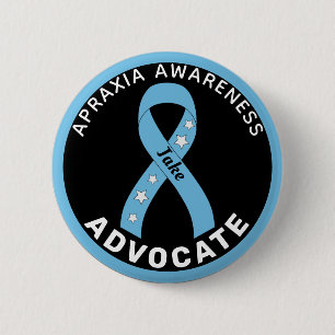 Apraxia Awareness Advocate Ribbon Black Button Knapp