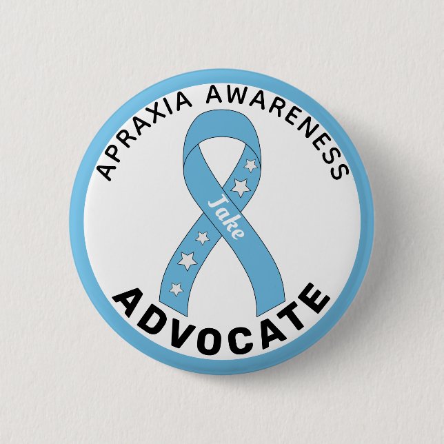 Apraxia Awareness Advocate Ribbon White Button Knapp (Framsida)