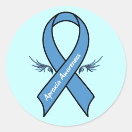 Apraxia Awareness Ribbon med Vingar Runt Klistermärke