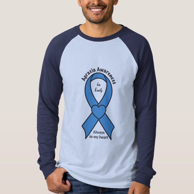 Apraxia Awareness Ribbon Vingar Namn Anpassade Tee (Framsida)