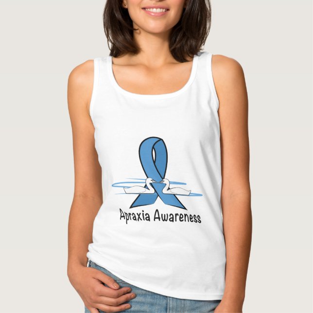 Apraxia Awareness Svanar och Ribbon T Shirt (Framsida)