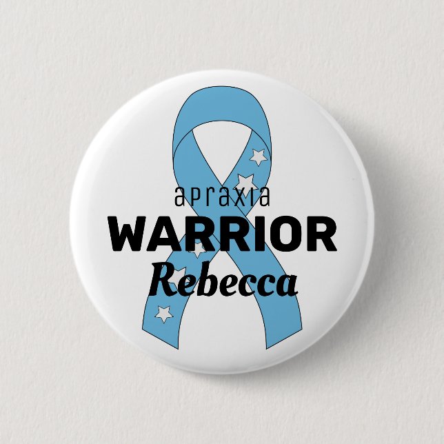 Apraxia Warrior Ribbon White Button Knapp (Framsida)