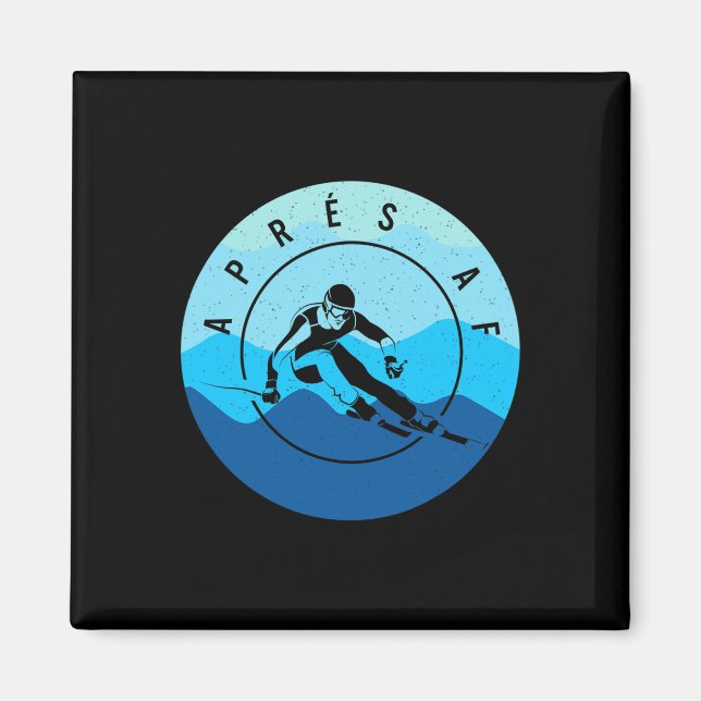 Après Af Ski Skiing Sjö Tahoe Park City Skier Sno Magnet (Framsidan)