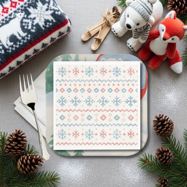 Après Bébé Fair Isle Mönster Skidklubb  Pappersservett (Après Bébé Fair Isle Pattern Ski Club Napkins)