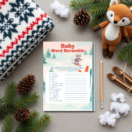 Après Bébé ski baby Baby Word Scramble Game  card Inbjudningar