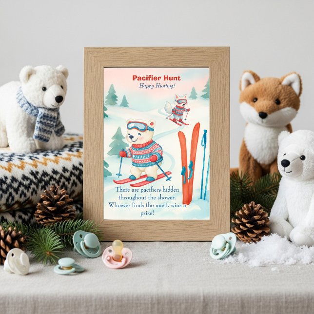 Après Bébé ski Baby Boho Sugsökande spel  Inbjudningar (Après Bébé ski Baby Boho Pacifier Hunt game)