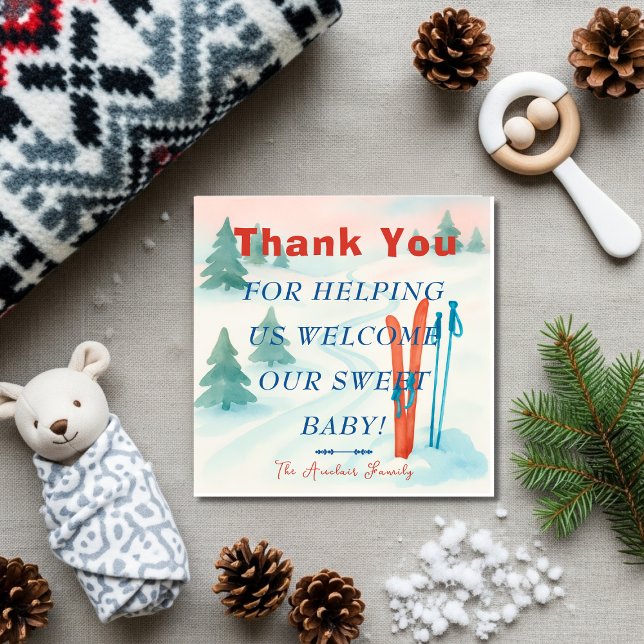 Après Bébé  skid Labor & Förlossning NICU Sjukhus  Tack Kort (Après Bébé ski Labor & Delivery NICU Hospital Thank You Card)