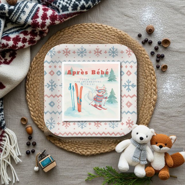 Après Bébé skidåkande Arktisk Räv Pappersservett (Après Bébé ski Arctic Fox Napkins)