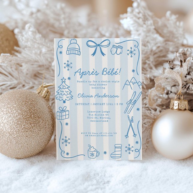 Après Bébé Winter Boy Registry QR Code Baby Shower Inbjudningar (Skapare uppladdad)