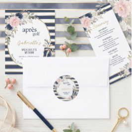 Après Golf Brudtärna Blå Elegant Preppy Blommig Runt Klistermärke