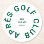 Après Golf Club Forest Green Golfers Social Crest Underlägg Papper Rund<br><div class="desc">Après Golf Klubb,  Forest grönt social golf klubb vapensköld,  pappra underlägg. Anpassa till året för ditt golfmöte,  klubbens namn och plats. Perfekt för en golffärd på gruppdestination eller för ett après golftema bachelor eller bachelorette party. Utformad för att matcha vår Après Golf Club Collection.</div>