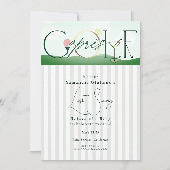 Apres Golf Last Swing Before the Ring Bachelorette Inbjudningar (Framsida)