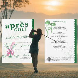 Aprés Golf Martini Coquette Bow Bachelorette Party Inbjudningar