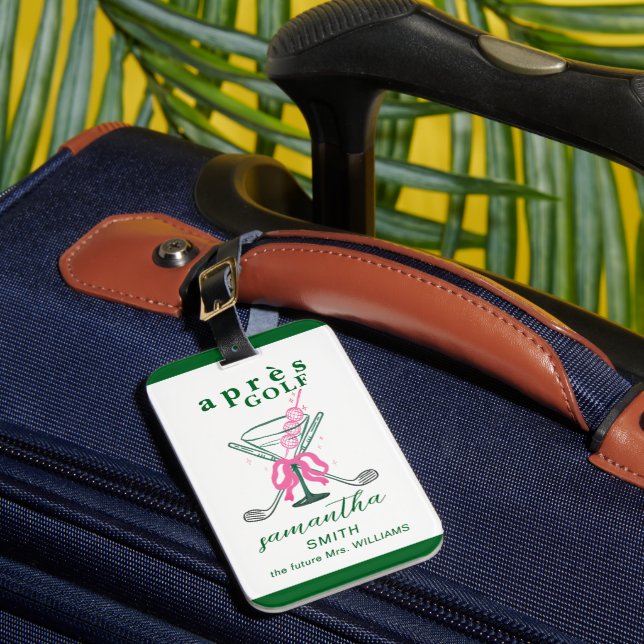 Aprés Golf Martini Coquette Bow Möhippa Festklänni Bagagebricka (Framsida Insitu 1)