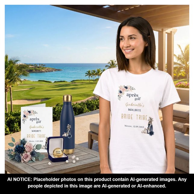 Après Golf Systerbrud Blå Elegant Förberedd Blommi T Shirt (Skapare uppladdad)
