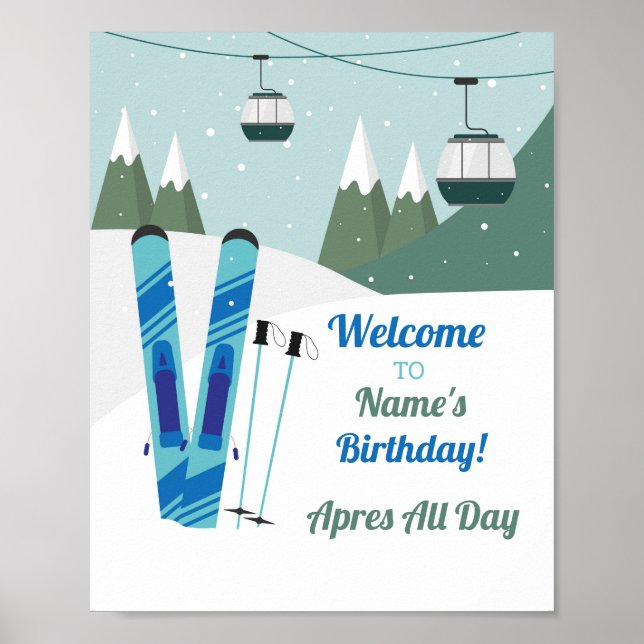 Apres hela dagen Ski skiva Birthday Snö Ski Hiss Poster (Framsidan)