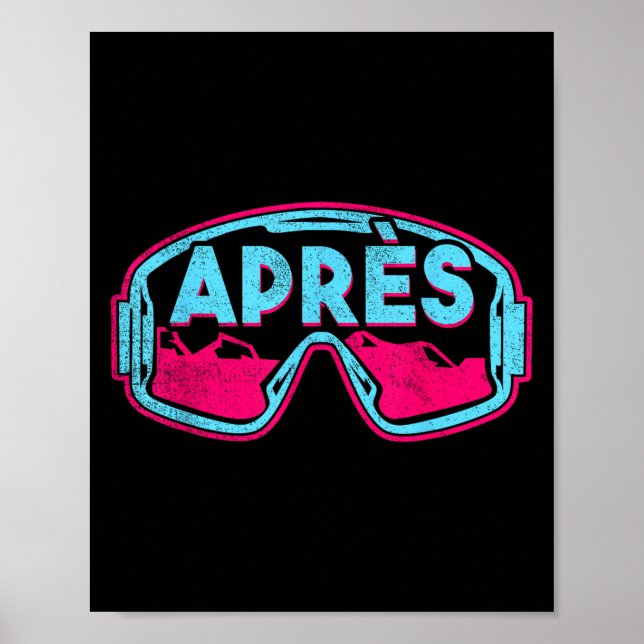 Après, Retro skidåkning Snowboard Vintage 80s 90s Poster (Framsidan)