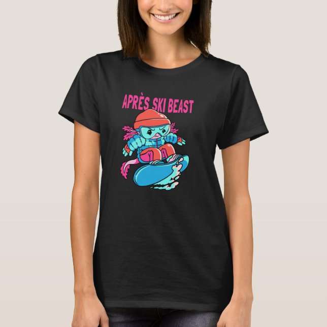 Apres Ski Axolotl Girls' Snowboard T Shirt (Framsida)