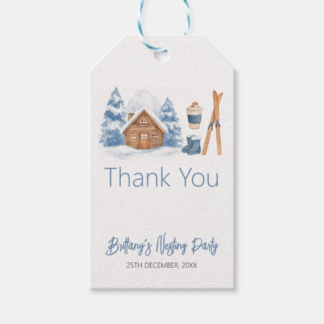 Apres Ski Baby Shower Winter Nested Party Presentetikett (Framsidan)