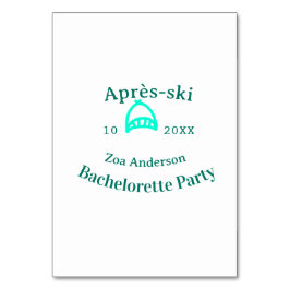 Après-ski bachelorette party turquoise hat name da bordsnummer