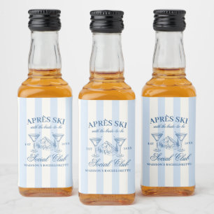 Apres Ski Blue Stripe Bachelorette Spritflaskor Etikett
