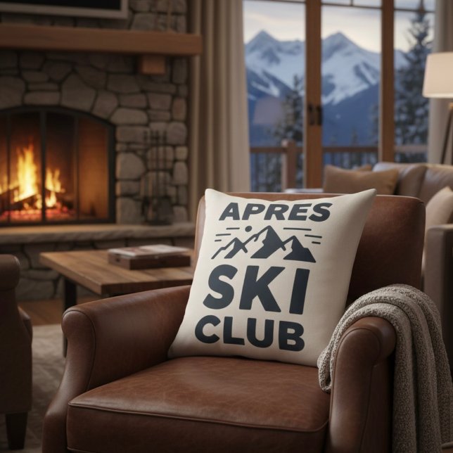 Apres Ski Club Mountain Logo - Anpassad herr vinte Kudde (Skapare uppladdad)