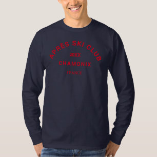 Après Ski Club Vinter Röd Skidort Vapen Herr T Shirt