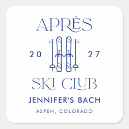 Apres Ski Club Vinter Skid Möhippa Fyrkantigt Klistermärke