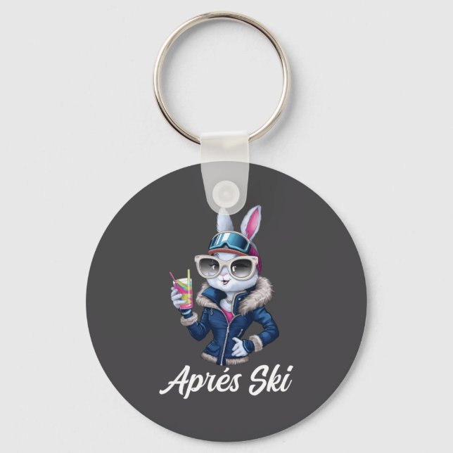 Apres Ski Hat Party Design Ski Bunny Skier Outfit  Nyckelring (Framsida)