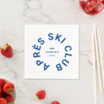 Après Ski Klubb Winter Blue Ski Resort Vapensköld Pappersservett<br><div class="desc">Après Ski Klubb,  royal blue vinterski resort vapensköld,  napkins. Anpassa till skidåret resa,  skidorten namn och platsen där du bor. Perfekt för ett gruppmål i skidskidpartiet resa eller för ett après-skidtema,  bachelorette-parti. Designad för att matcha vår Après Ski Klubb Collection.</div>
