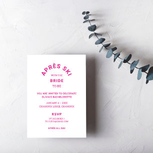 Après ski med Bride be Shock rosa Bachelorette Inbjudningar