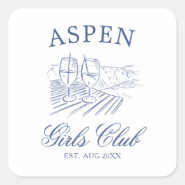 Après Ski med Bruden att Vara Bach Helg Fyrkantigt Klistermärke