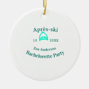 Après-ski möhippa turkos hatt namn da julgransprydnad keramik