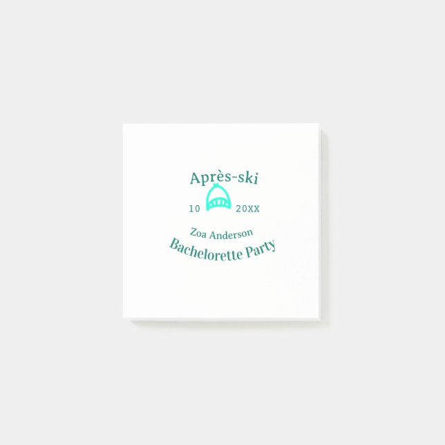 Après-ski möhippa turkos hatt namn där post-it block (Framsida)