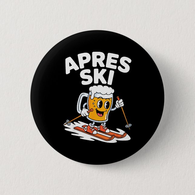 Apres ski ölmugg skidor rolig vinter semester Ap Knapp (Framsida)