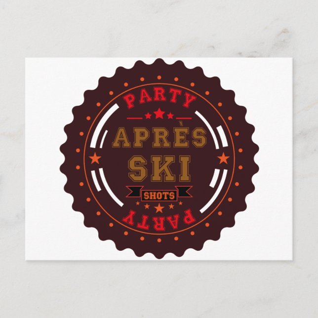 Apres Ski Party Logotyp Inbjudan Vykort (Framsida)