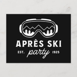 Apres ski party mountain cabin winter holiday vykort