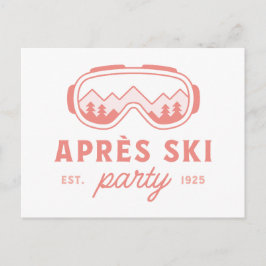 Apres ski party skiing girls night pink aesthetic vykort
