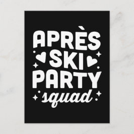 Apres ski party squad black and white inbjudan vykort