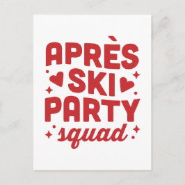 Apres ski party squad holiday red aesthetic inbjudan vykort