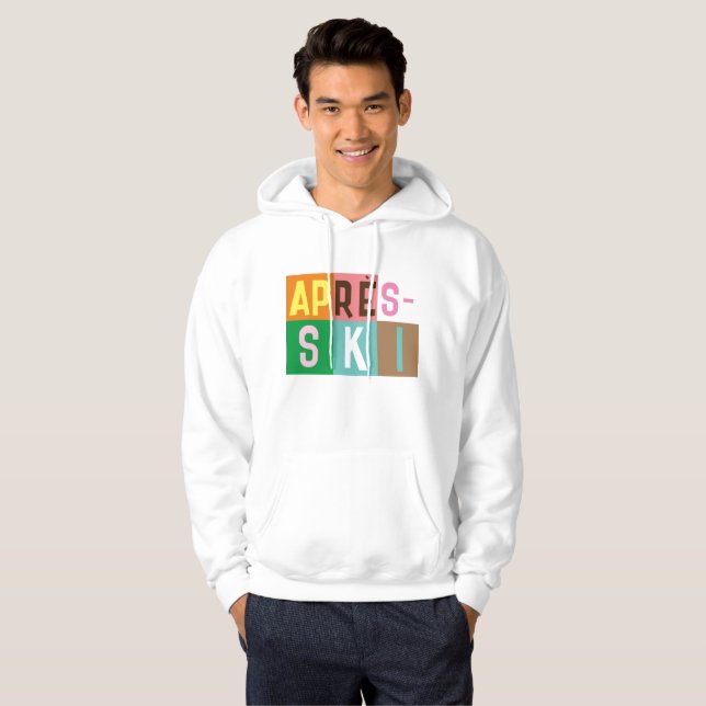 Après-ski Retro Skiers Färg Block Hoodie (Hel framsida)