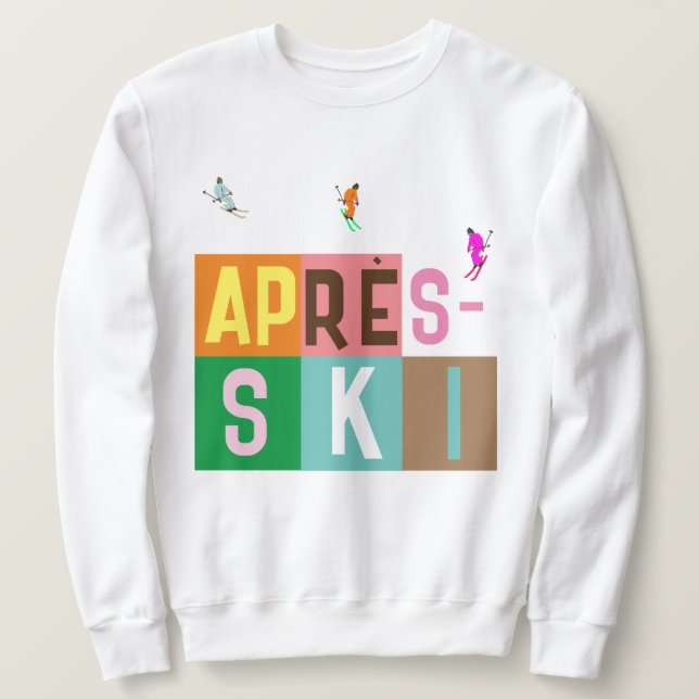 Après-ski Retro Skiers Färg Block Lång Ärmad Tröja (Design framsida)
