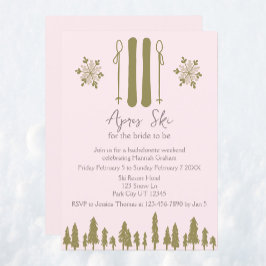 Apres Ski Rosa Bachelorette Party Helg Inbjudningar