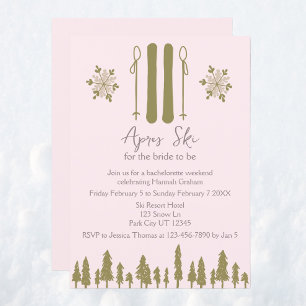 Apres Ski Rosa Bachelorette Party Helg Inbjudningar